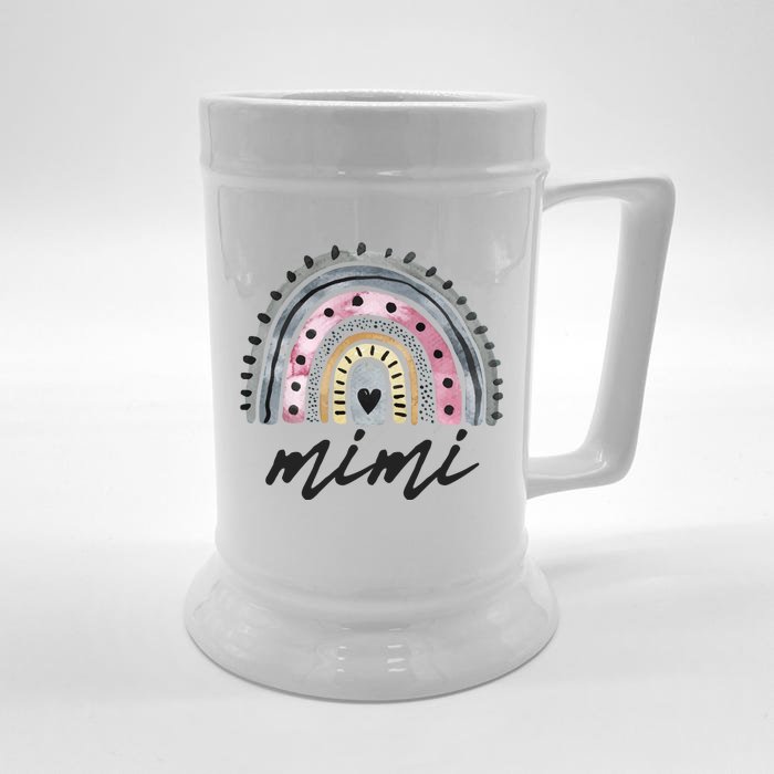 Boho Rainbow Mimi Watercolor New Grandma Front & Back Beer Stein