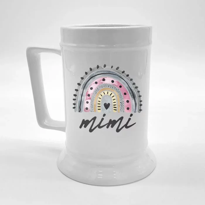 Boho Rainbow Mimi Watercolor New Grandma Front & Back Beer Stein