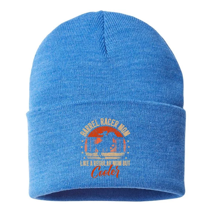 Barrel Racer Mom Like A Regular Mom But Cooler Racing Gift Sustainable Knit Beanie