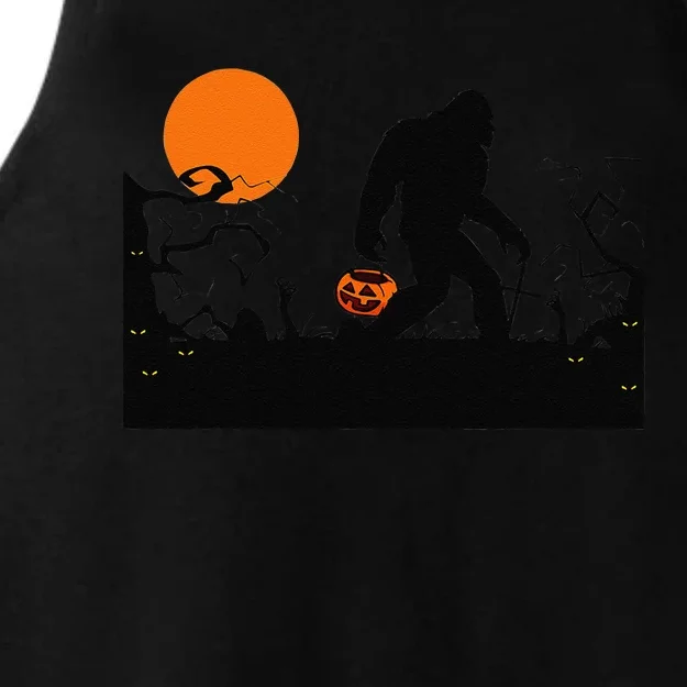 Bigfoot Red Moon Halloween Bigfoot Lover Ladies Tri-Blend Wicking Tank