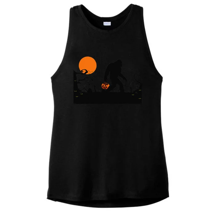 Bigfoot Red Moon Halloween Bigfoot Lover Ladies Tri-Blend Wicking Tank