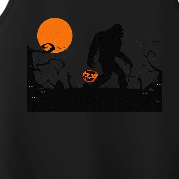 Bigfoot Red Moon Halloween Bigfoot Lover Performance Tank