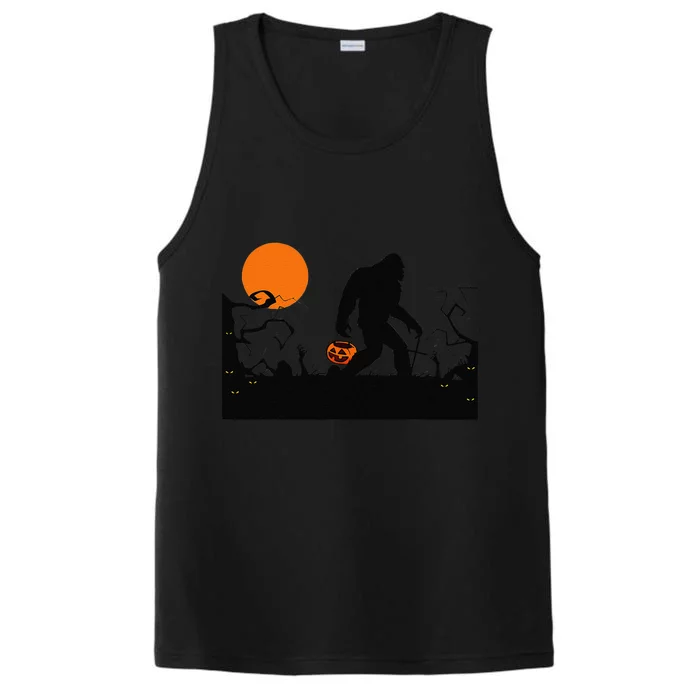 Bigfoot Red Moon Halloween Bigfoot Lover Performance Tank