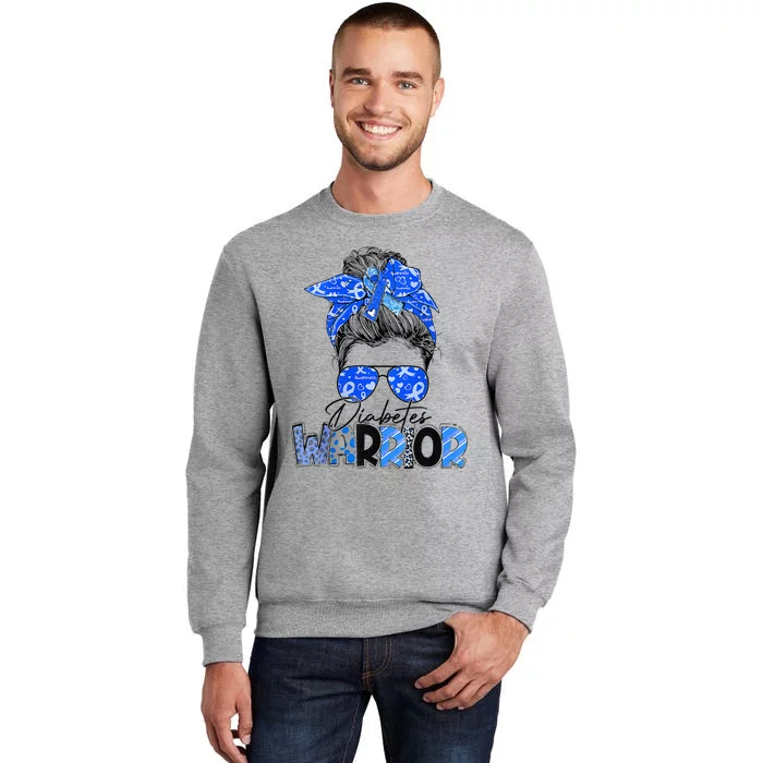 Blue Ribbon Messy Bun Diabetes Awareness Tall Sweatshirt