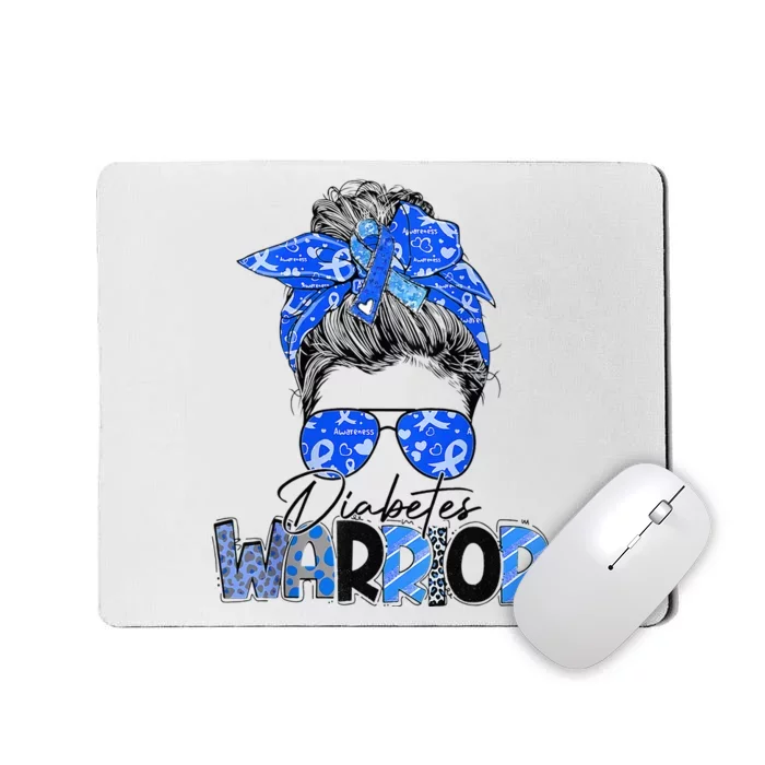 Blue Ribbon Messy Bun Diabetes Awareness Mousepad