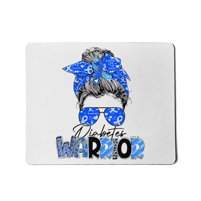 Blue Ribbon Messy Bun Diabetes Awareness Mousepad