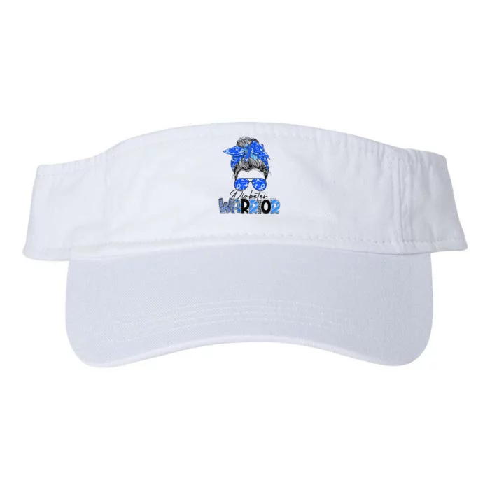 Blue Ribbon Messy Bun Diabetes Awareness Valucap Bio-Washed Visor