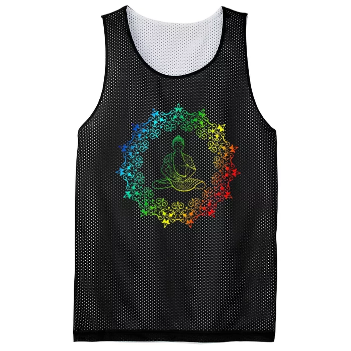 Buddha Rainbow Meditation Yoga LGBT Gay Pride Mesh Reversible Basketball Jersey Tank