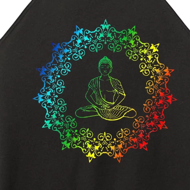 Buddha Rainbow Meditation Yoga LGBT Gay Pride Women’s Perfect Tri Rocker Tank