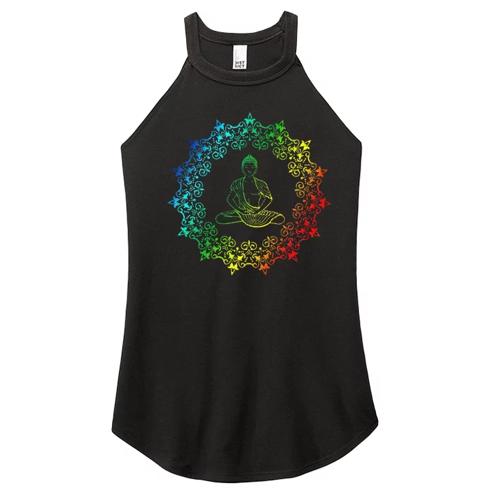 Buddha Rainbow Meditation Yoga LGBT Gay Pride Women’s Perfect Tri Rocker Tank