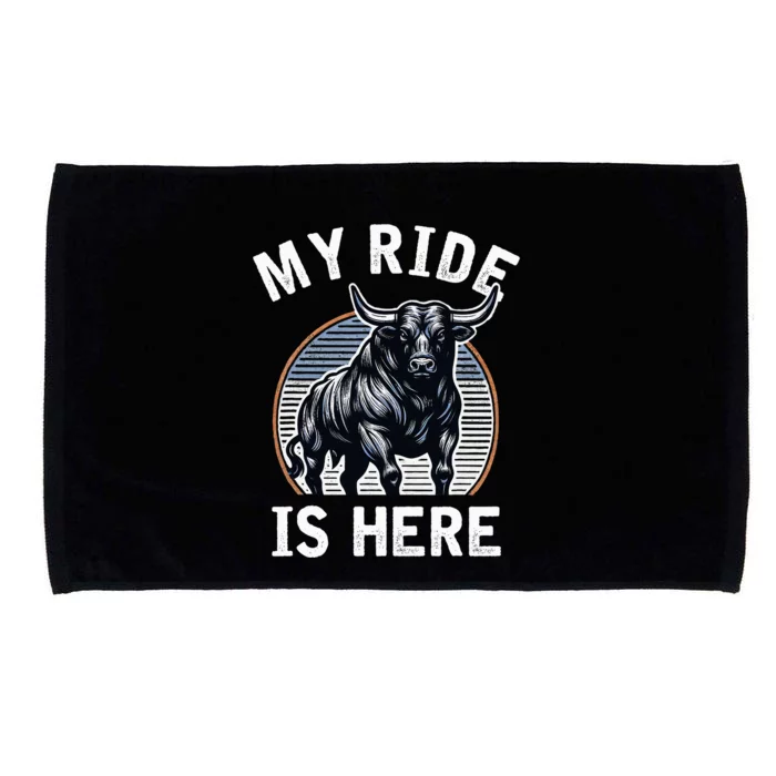 Bull Riding My Ride Is Here Western Cowboy Ranch Rodeo Microfiber Hand Towel