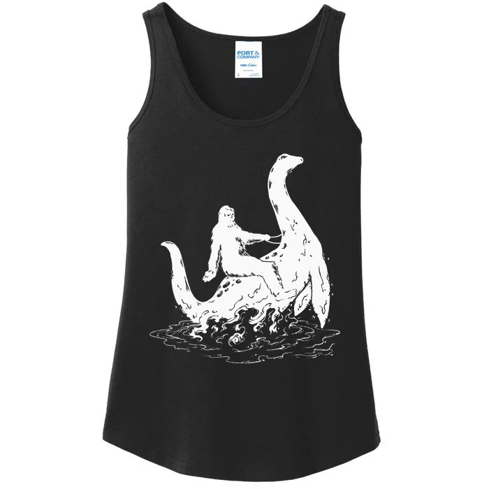 Bigfoot Rides Nessy Better Than Your Mom Sasquatch Rider Ladies Essential Tank