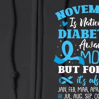 Blue Ribbon November Is National Diabetes Awareness Month Full Zip Hoodie