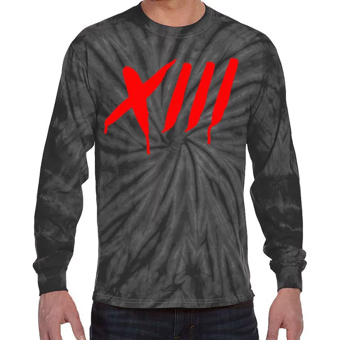 Bleeding Roman Numeral Thirn Scary Slasher Tie-Dye Long Sleeve Shirt