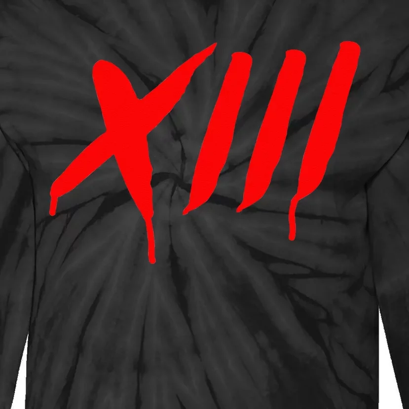 Bleeding Roman Numeral Thirn Scary Slasher Tie-Dye Long Sleeve Shirt