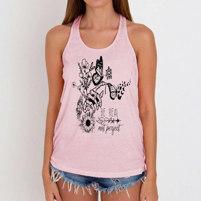 Be Real Not Perfect Self Love Women's Knotted Racerback Tank