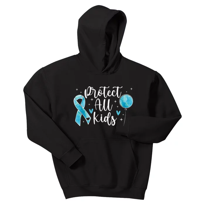 Blue Ribbon No For Child Abuse Excuse Prevention Month April Kids Hoodie