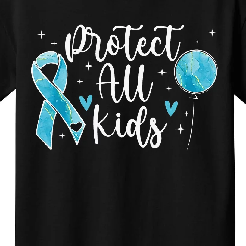 Blue Ribbon No For Child Abuse Excuse Prevention Month April Kids T-Shirt