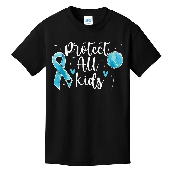 Blue Ribbon No For Child Abuse Excuse Prevention Month April Kids T-Shirt