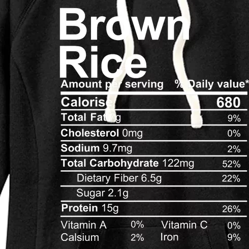 Brown Rice Nutrition Facts Label Women's Fleece Hoodie