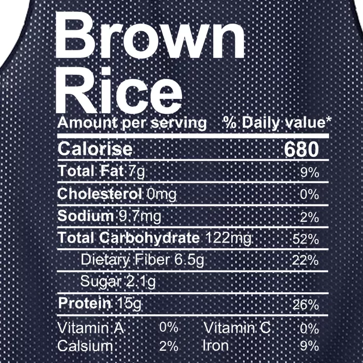 Brown Rice Nutrition Facts Label Mesh Reversible Basketball Jersey Tank