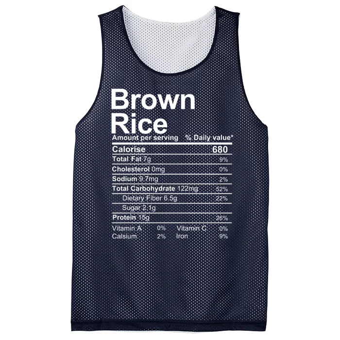 Brown Rice Nutrition Facts Label Mesh Reversible Basketball Jersey Tank