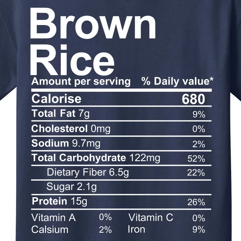 Brown Rice Nutrition Facts Label Kids T-Shirt