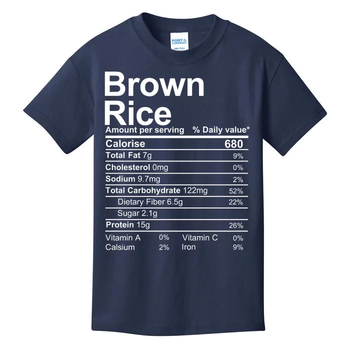 Brown Rice Nutrition Facts Label Kids T-Shirt