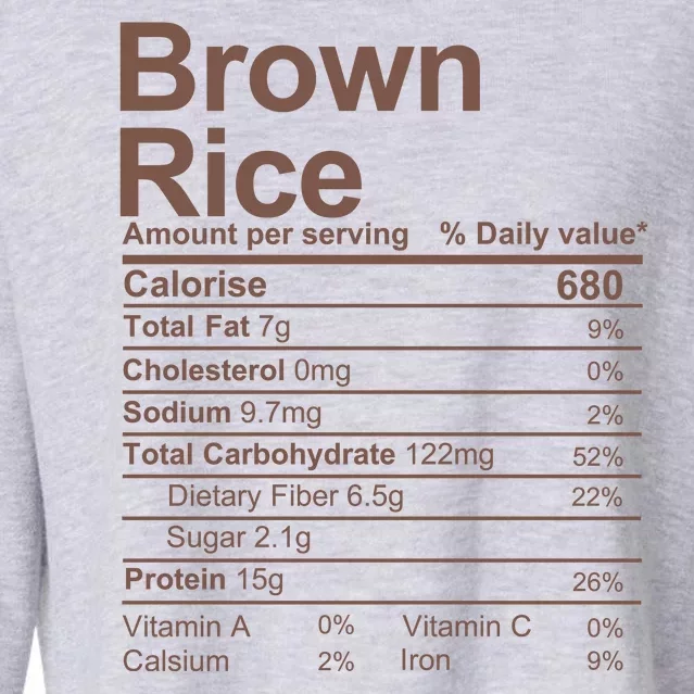 Brown Rice Nutrition Facts Label Cropped Pullover Crew