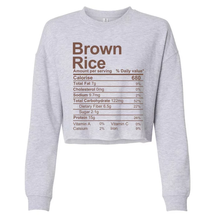 Brown Rice Nutrition Facts Label Cropped Pullover Crew