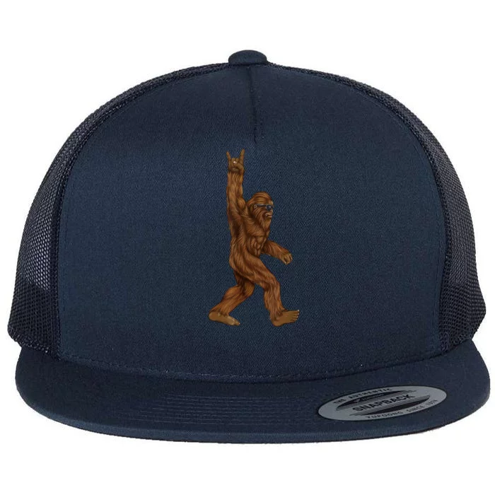 Bigfoot Rock On Flat Bill Trucker Hat