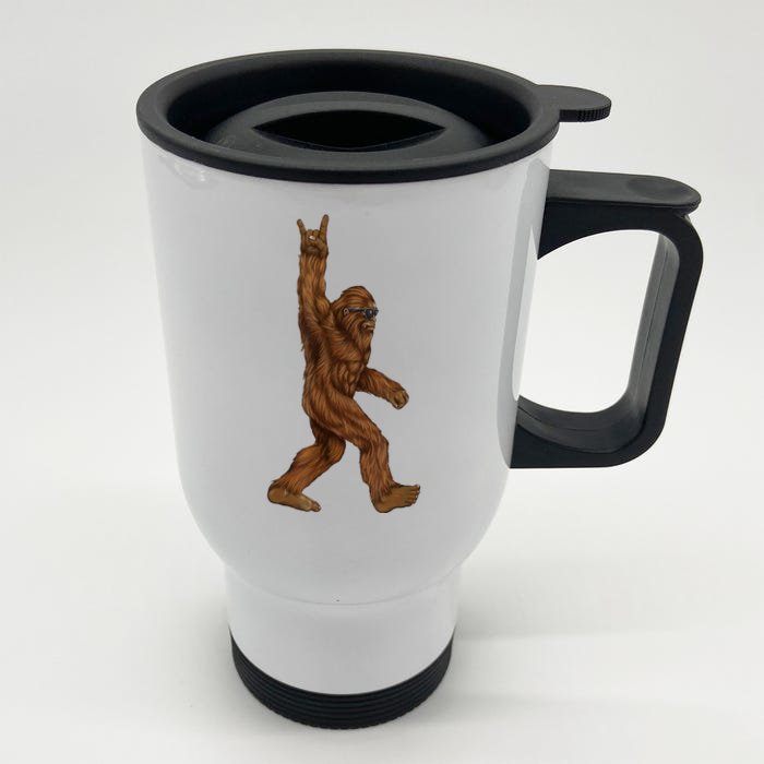 Bigfoot Rock On Front & Back Stainless Steel Travel Mug