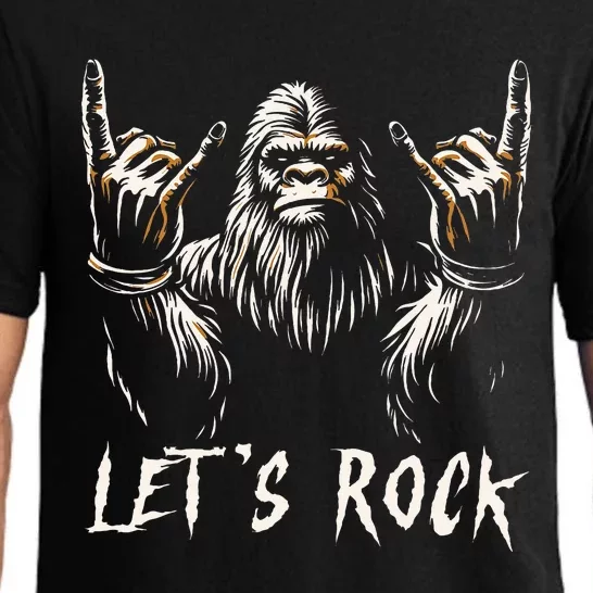 Bigfoot Rock On Funny Sasquatch Rock and Roll Let's Rock Pajama Set