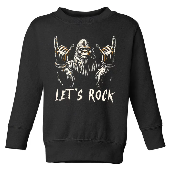 Bigfoot Rock On Funny Sasquatch Rock And Roll LetS Rock Toddler Sweatshirt