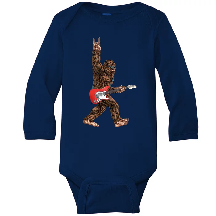 Bigfoot Rock On Guitar Baby Long Sleeve Bodysuit