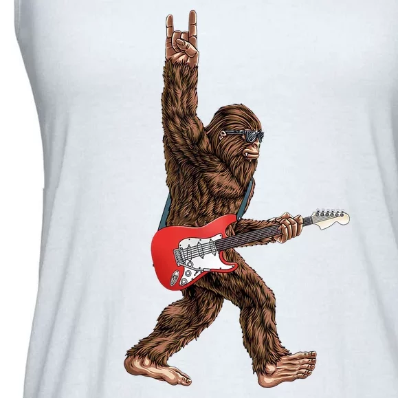 Bigfoot Rock On Guitar Ladies Essential Flowy Tank