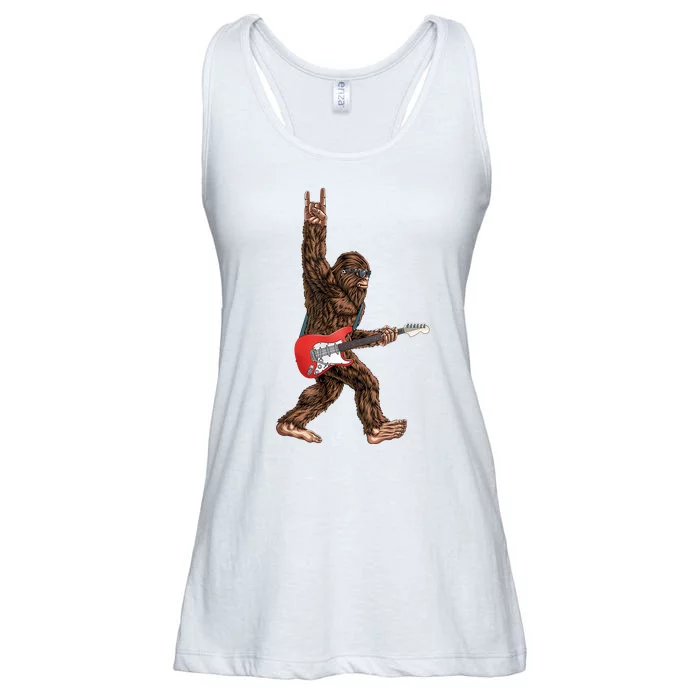 Bigfoot Rock On Guitar Ladies Essential Flowy Tank