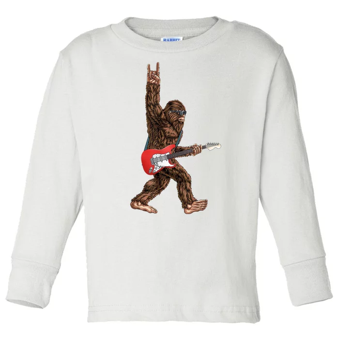 Bigfoot Rock On Guitar Toddler Long Sleeve Shirt