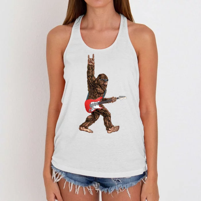 Bigfoot Rock On Guitar Women's Knotted Racerback Tank