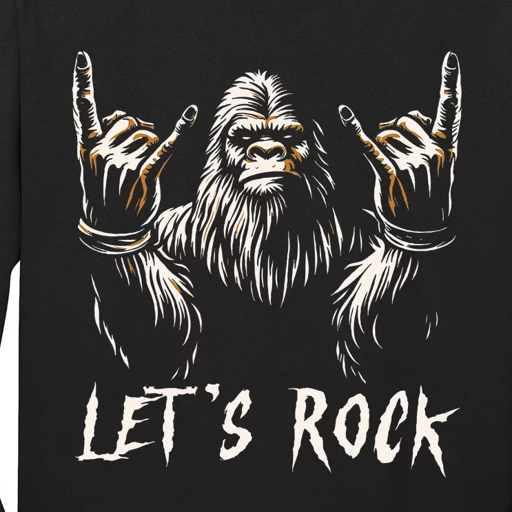 Bigfoot Rock On Funny Sasquatch Rock And Roll LetS Rock Long Sleeve Shirt