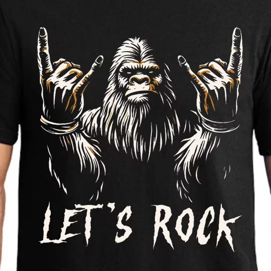 Bigfoot Rock On Funny Sasquatch Rock And Roll LetS Rock Pajama Set