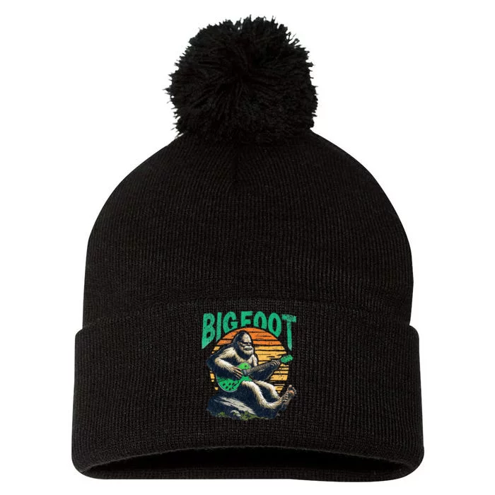 Bigfoot Rockin Out On The Guitar Pom Pom 12in Knit Beanie