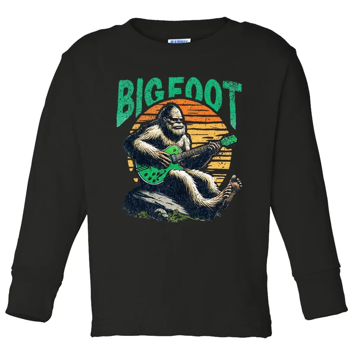 Bigfoot Rockin Out On The Guitar Toddler Long Sleeve Shirt