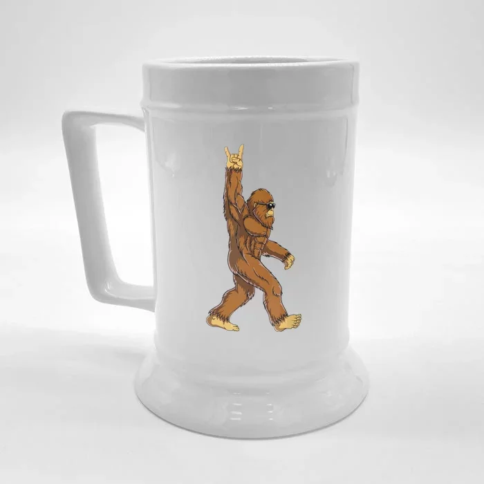 Bigfoot Rock On Sasquatch Funny Rock And Roll Gift Front & Back Beer Stein