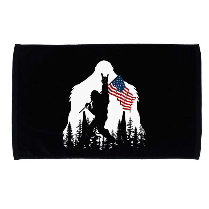 Bigfoot Rock On Hold American Flag Sasquatch Believers Microfiber Hand Towel