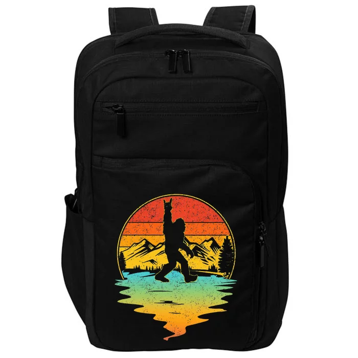 Bigfoot Rock On Sasquatch Rock And Roll Funny Graphic Impact Tech Backpack