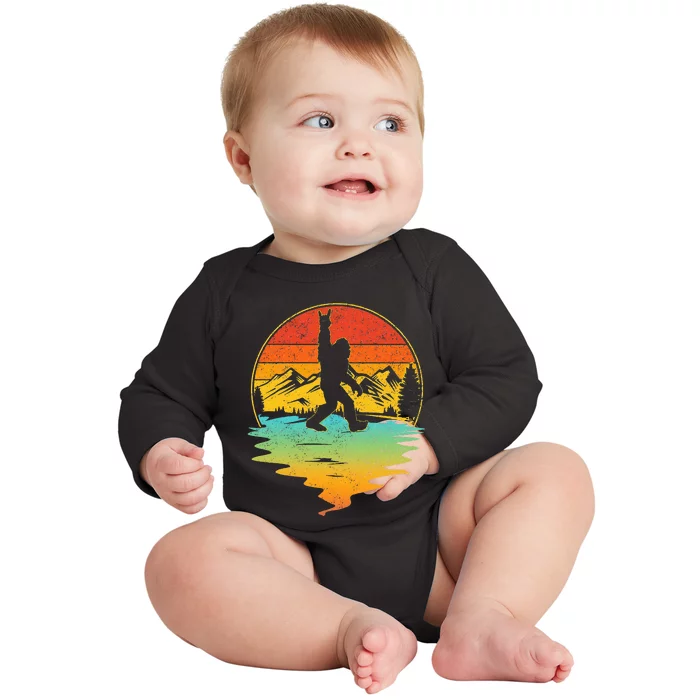 Bigfoot Rock On Sasquatch Rock And Roll Funny Graphic Baby Long Sleeve Bodysuit