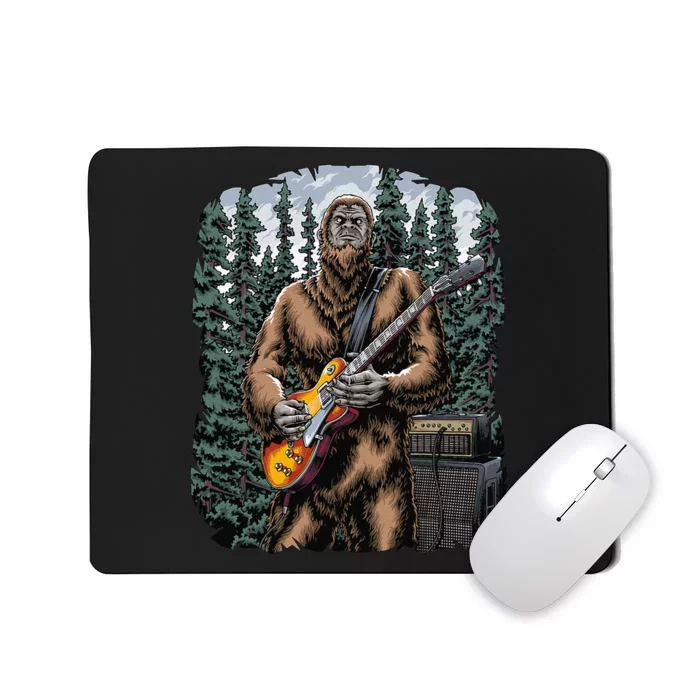 Bigfoot Rockin Out With His Guitar Out Forest Jamming Mousepad