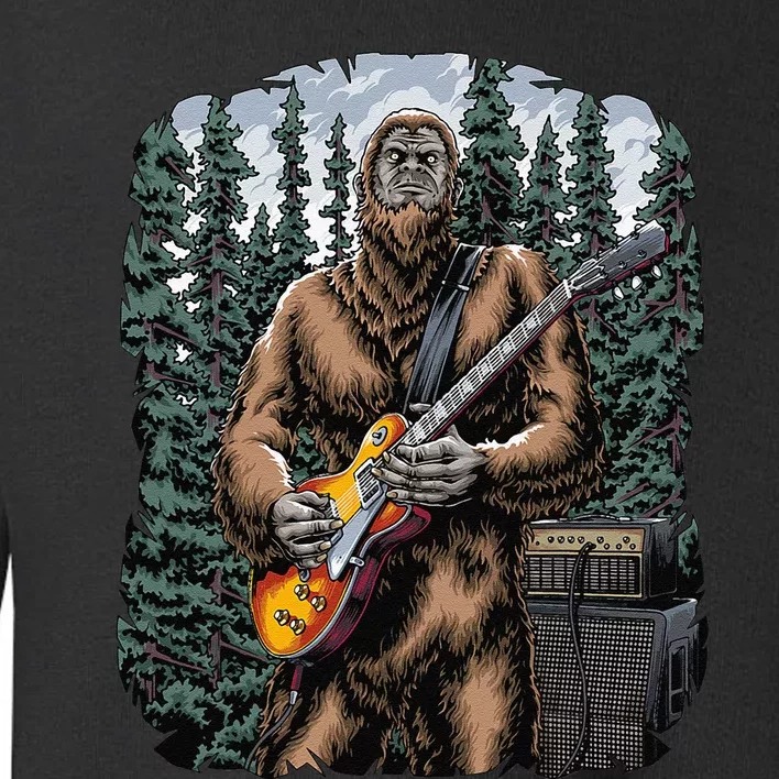 Bigfoot Rockin Out With His Guitar Out Forest Jamming Toddler Sweatshirt