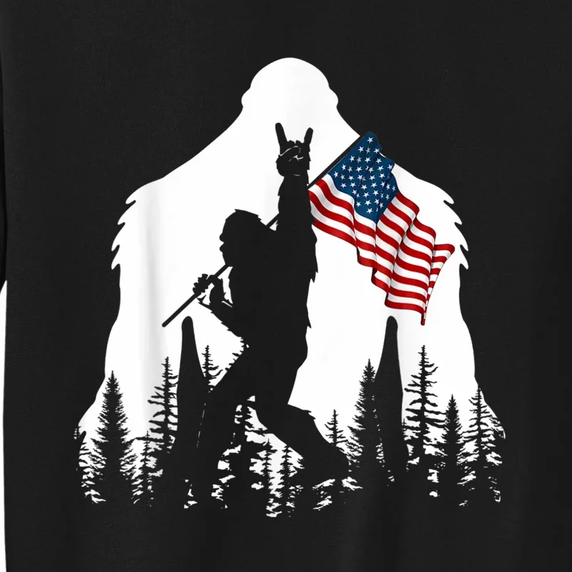 Bigfoot Rock On Hold American Flag Sasquatch Believers Sweatshirt